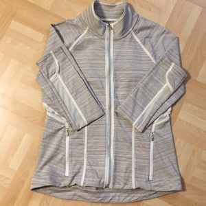 COPY - ATHLETA ELATION JACKET Quail Tan/White Mes…